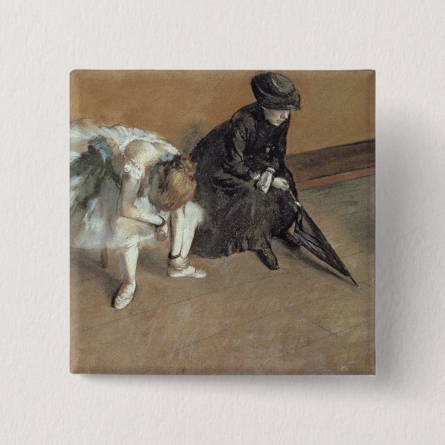 Edgar Degas | Waiting, c.1882 2 Inch Square Button (Front)