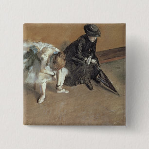 Edgar Degas   Waiting, c.1882 2 Inch Square Button