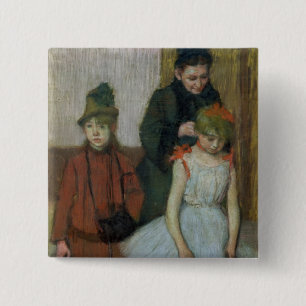 Edgar Degas   Woman with two little girls 2 Inch Square Button
