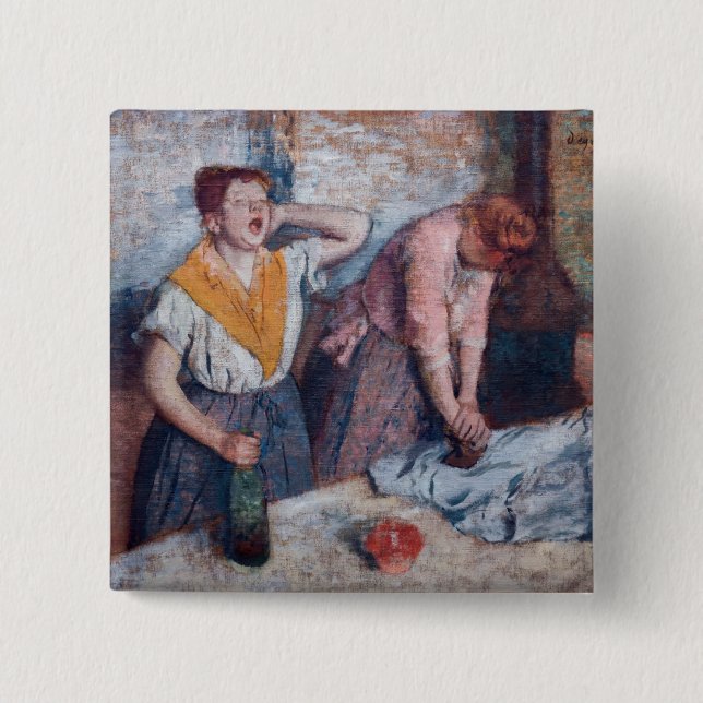 Edgar Degas - Women Ironing 2 Inch Square Button (Front)