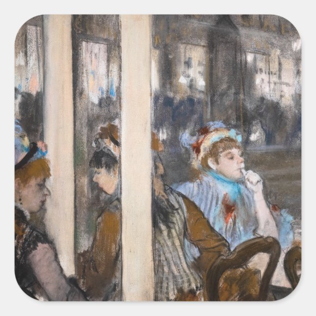 Edgar Degas - Women on a Cafe Terrace in Evening Square Sticker (Front)
