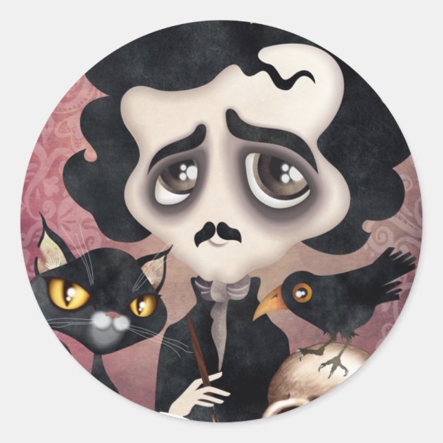 Edgar Poet Classic Round Sticker (Front)