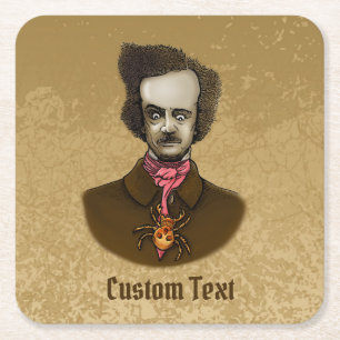 Edgar with Gold Bug Square Paper Coaster