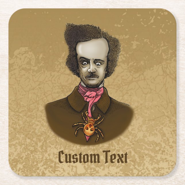 Edgar with Gold Bug Square Paper Coaster (Front)