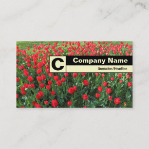 Edge Labelled Monogram - Bed of Red Tulips 01 Business Card