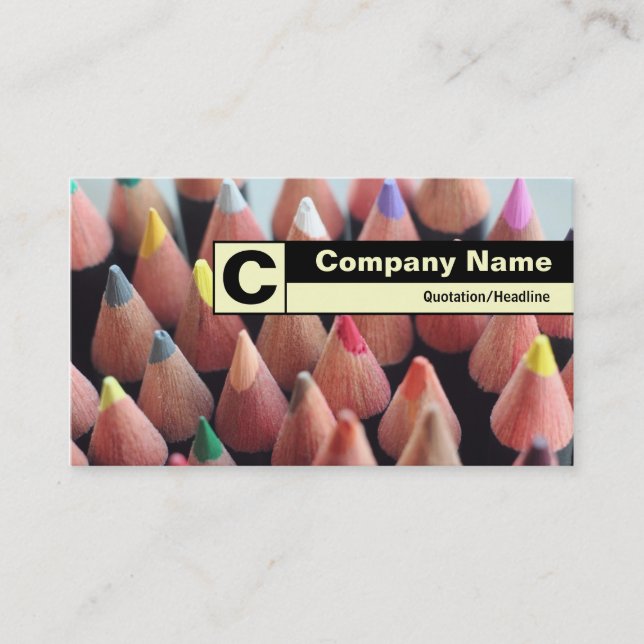 Edge Labelled Monogram - Colour Pencils Business Card (Front)