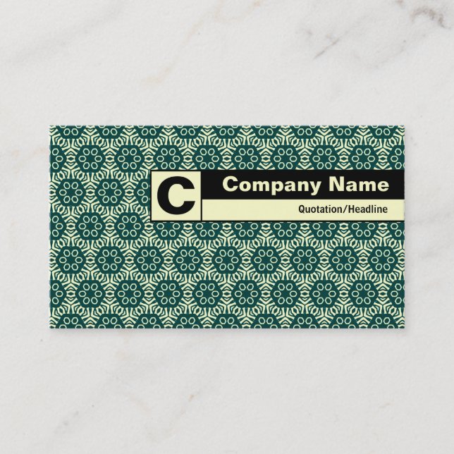 Edge Labelled Monogram - Green Geometric Pattern I Business Card (Front)