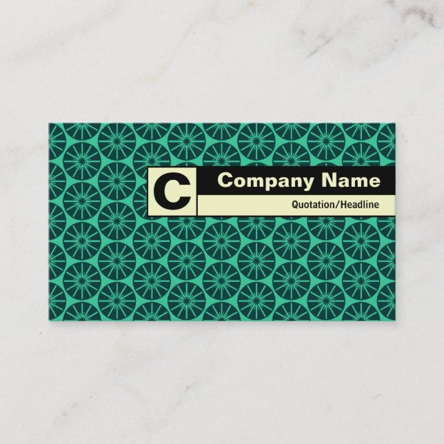 Edge Labelled Monogram - Green Star Wheel Business Card (Front)