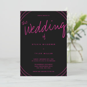 Edge Line Black and Pink Wedding Invitation