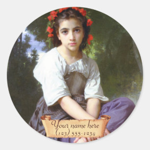 "Edge of the brook" Pre-Raphaelite Bookplate Classic Round Sticker