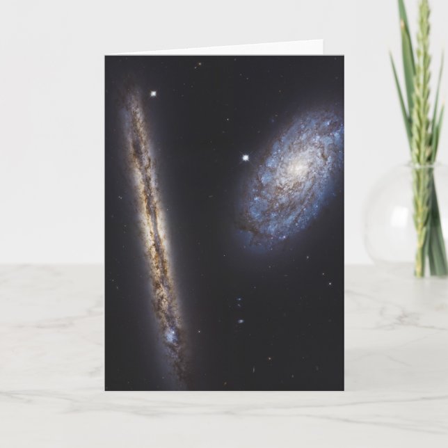 Edge-On Galaxy Ngc 4302 & Tilted Galaxy Ngc 4298 Card (Front)
