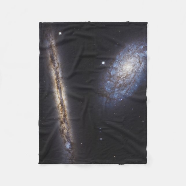 Edge-On Galaxy Ngc 4302 & Tilted Galaxy Ngc 4298 Fleece Blanket (Front)