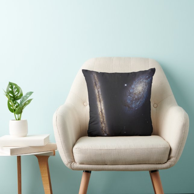 Edge-On Galaxy Ngc 4302 & Tilted Galaxy Ngc 4298 Throw Pillow (Chair)