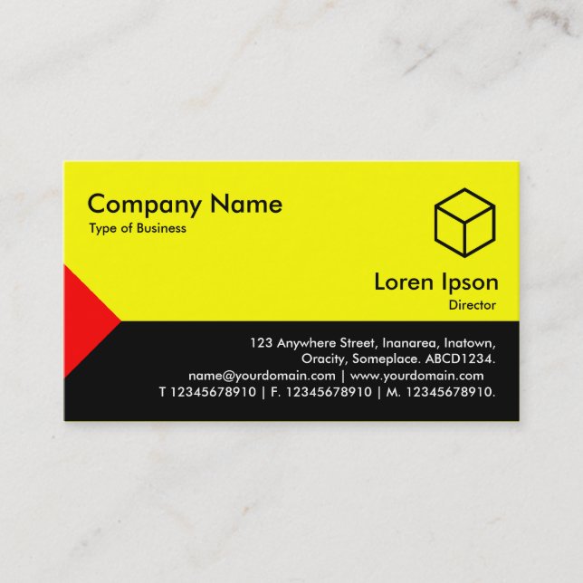 Edge Triangle III - Red, Black with Yellow Business Card (Front)
