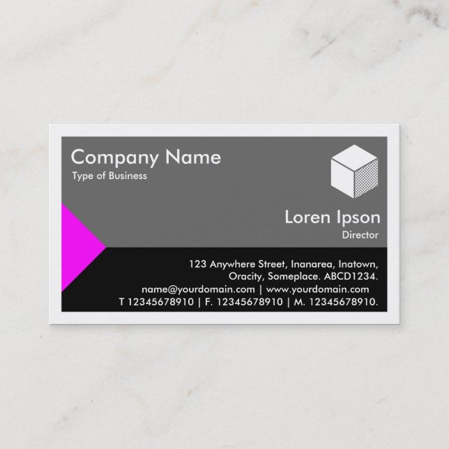 Edge Triangle - Magenta, Black & Grey Business Card (Front)