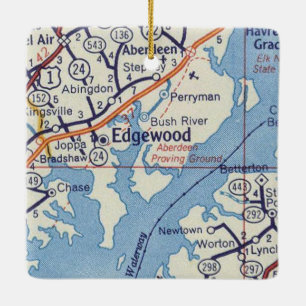 Edgewood MD Vintage Map Ceramic Ornament