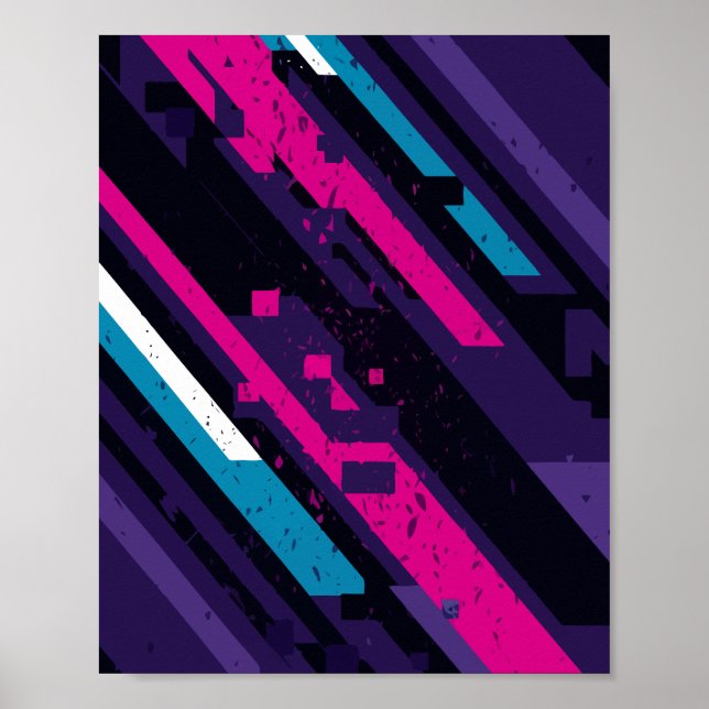 Edgy Abstract Diagonal Geometric Design Poster (Front)
