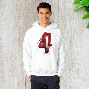 Edgy Abstract Red and Black Number 4  Hoodie