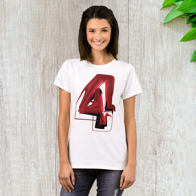 Edgy Abstract Red and Black Number 4  T-Shirt (Creator Uploaded)