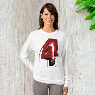 Edgy Abstract Red and Black Number 4 T-Shirt