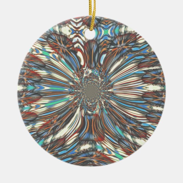 Edgy African Urban Pop Art Abstract Optical Design Ceramic Ornament (Front)