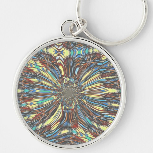 Edgy African Urban Pop Art Abstract Optical Design Keychain (Front)