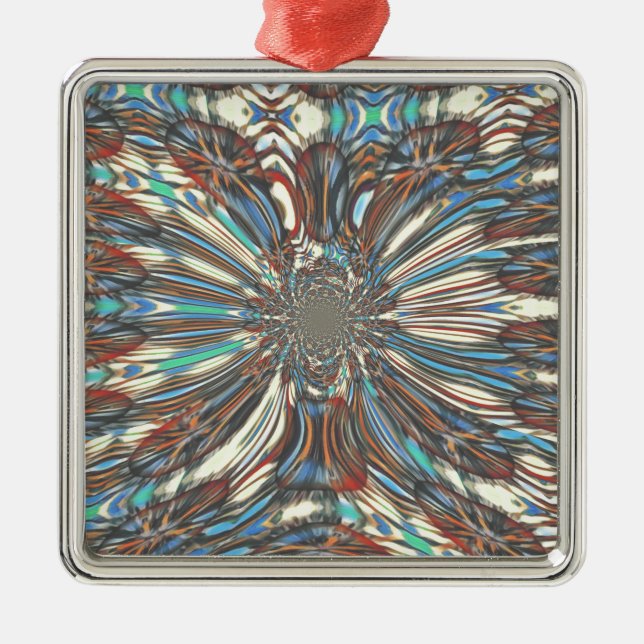 Edgy African Urban Pop Art Abstract Optical Design Metal Ornament (Front)