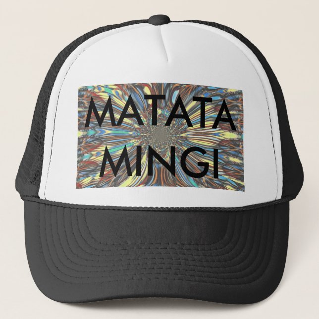 Edgy African Urban Pop Art Abstract Optical Design Trucker Hat (Front)