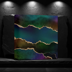 Edgy Agate   Dark Moody Jewel Tone Mystic Teal Binder