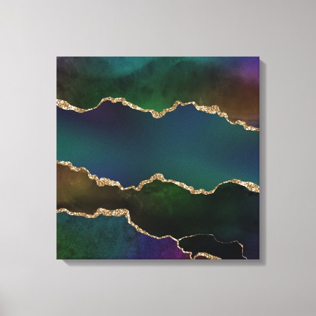 Edgy Agate | Dark Moody Jewel Tone Mystic Teal Canvas Print (Front)