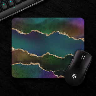 Edgy Agate Dark Moody Jewel Tone Mystic Teal Mouse Pad