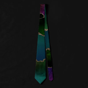 Edgy Agate   Dark Moody Jewel Tone Teal Tie