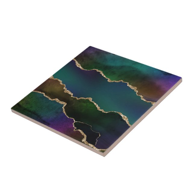 Edgy Agate | Dark Moody Jewel Tone Teal Tile (Side)