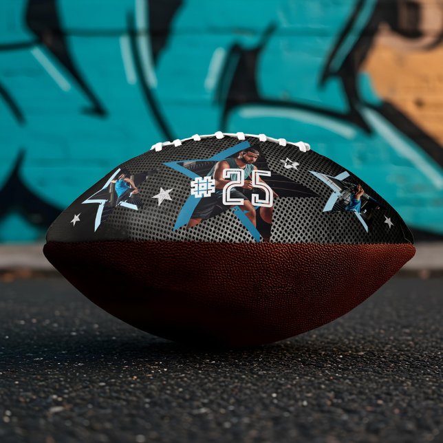 Edgy All-Star Sports Photo Star Design Keepsake Football (Edgy All-Star Sports Photo Star Design Keepsake Football (Back))