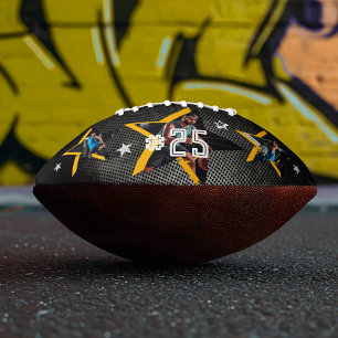Edgy All-Star Sports Photo Star Design Keepsake Football