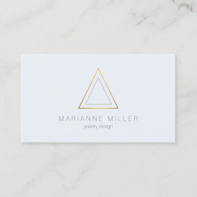 Edgy and Modern Gold Triangle Logo 2 Business Card (Front)