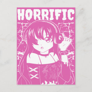 Edgy Anime Girl "Horrific" Grunge Streetwear Postcard