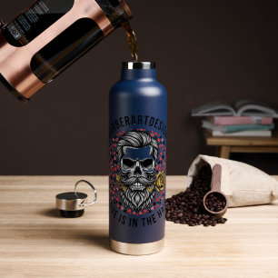 Edgy Barber Skull & Rose Valentine Stainless Steel Water Bottle
