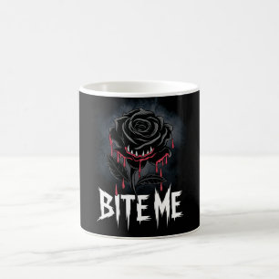Edgy 'Bite Me' Gothic Rose Design Coffee Mug