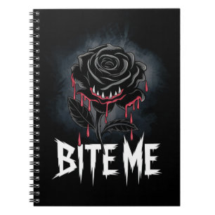 Edgy 'Bite Me' Gothic Rose Design Notebook