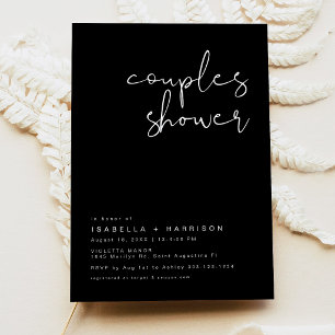 Edgy Black Modern Minimalist Couples Shower Invitation