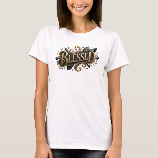 Edgy BLESSED Designer Graphic T-Shirt (Front)