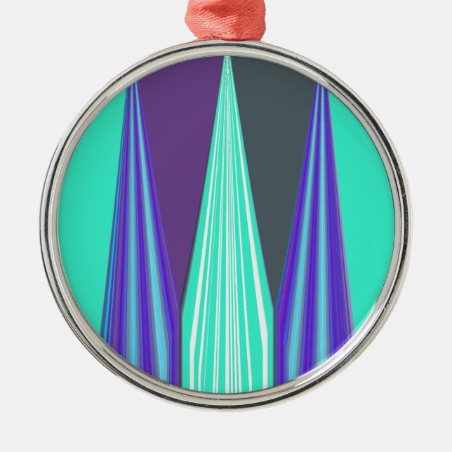 Edgy Blue art Metal Ornament (Front)