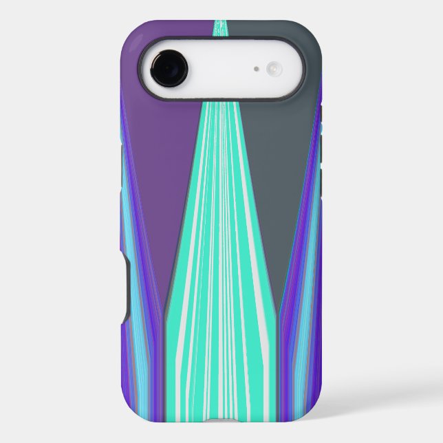 Edgy Blue Purple Cyan Chevron Art Imprimer (Verso)