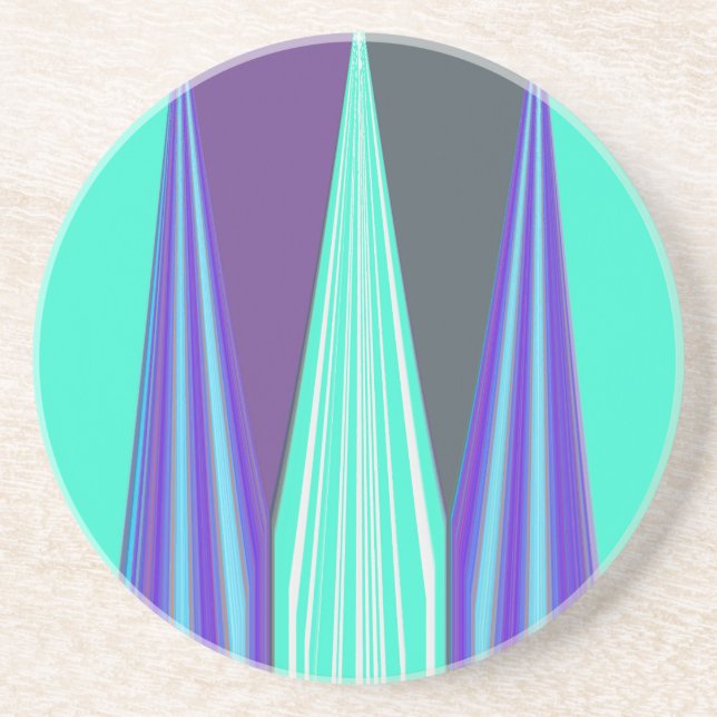 Edgy Blue Purple Cyan Chevron Art Print Coaster (Front)