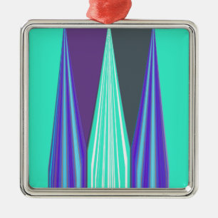 Edgy Blue Purple Cyan Chevron Art Print Metal Ornament