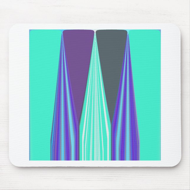 Edgy Blue Purple Cyan Chevron Art Print Mouse Pad (Front)