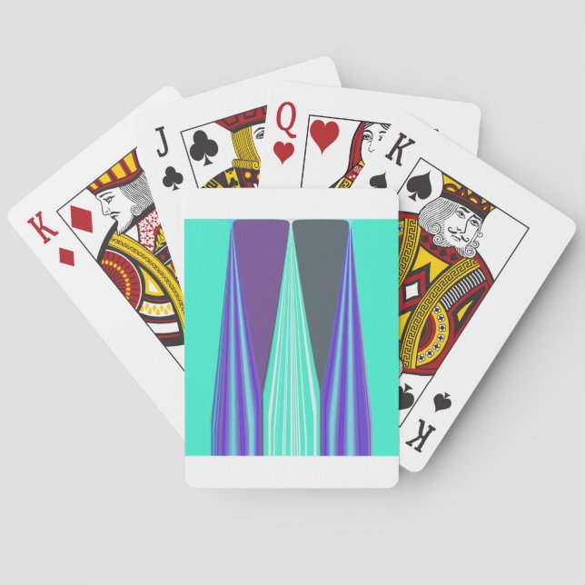 Edgy Blue Purple Cyan Chevron Art Print Playing Cards (Back)