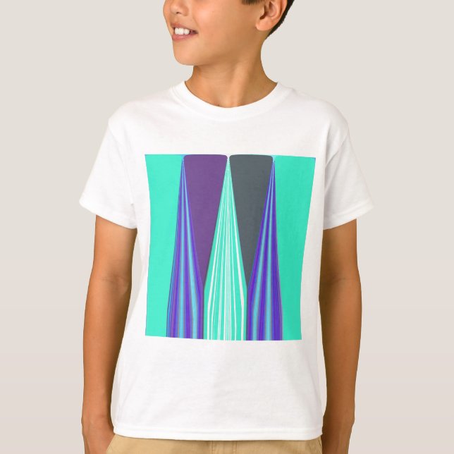 Edgy Blue Purple Cyan Chevron Art Print T-Shirt (Front)