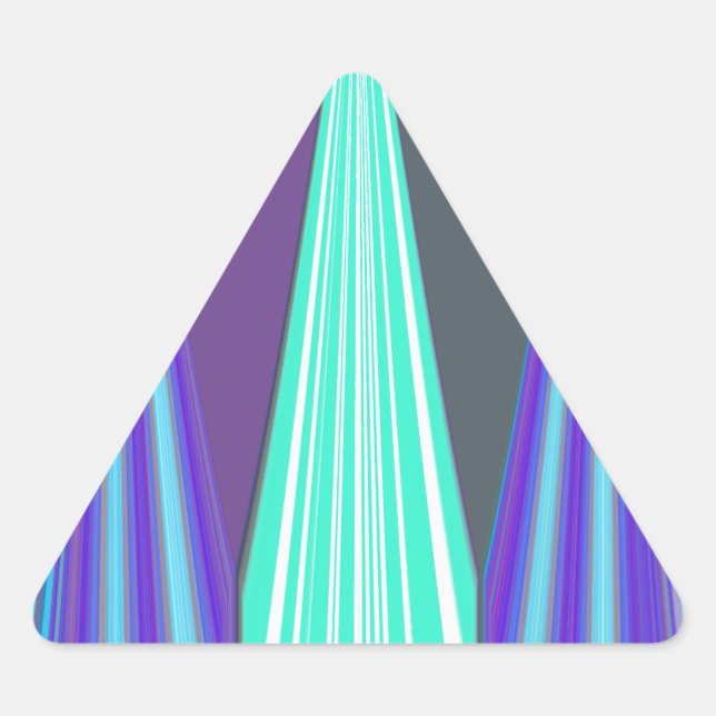 Edgy Blue Purple Cyan Chevron Art Print Triangle Sticker (Front)
